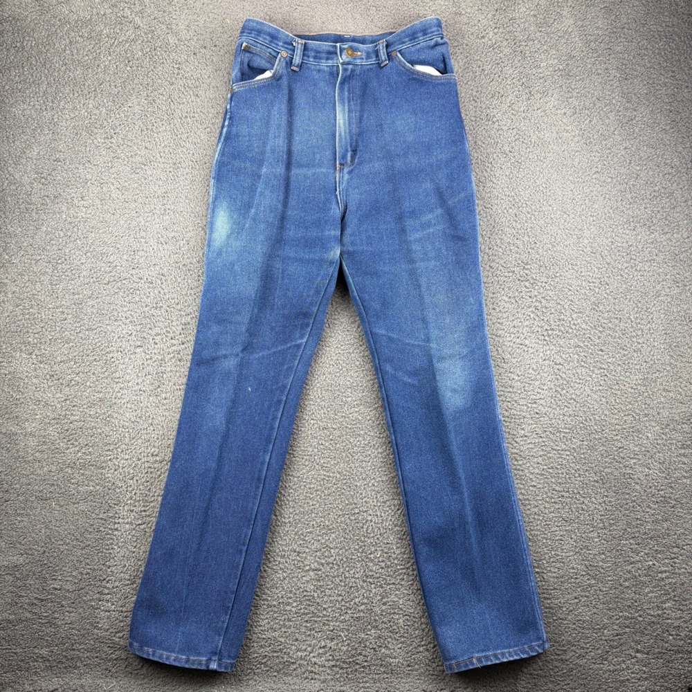 Vintage Wrangler Women 14 x 32 Blue Denim Jeans Straight Leg Made in USA